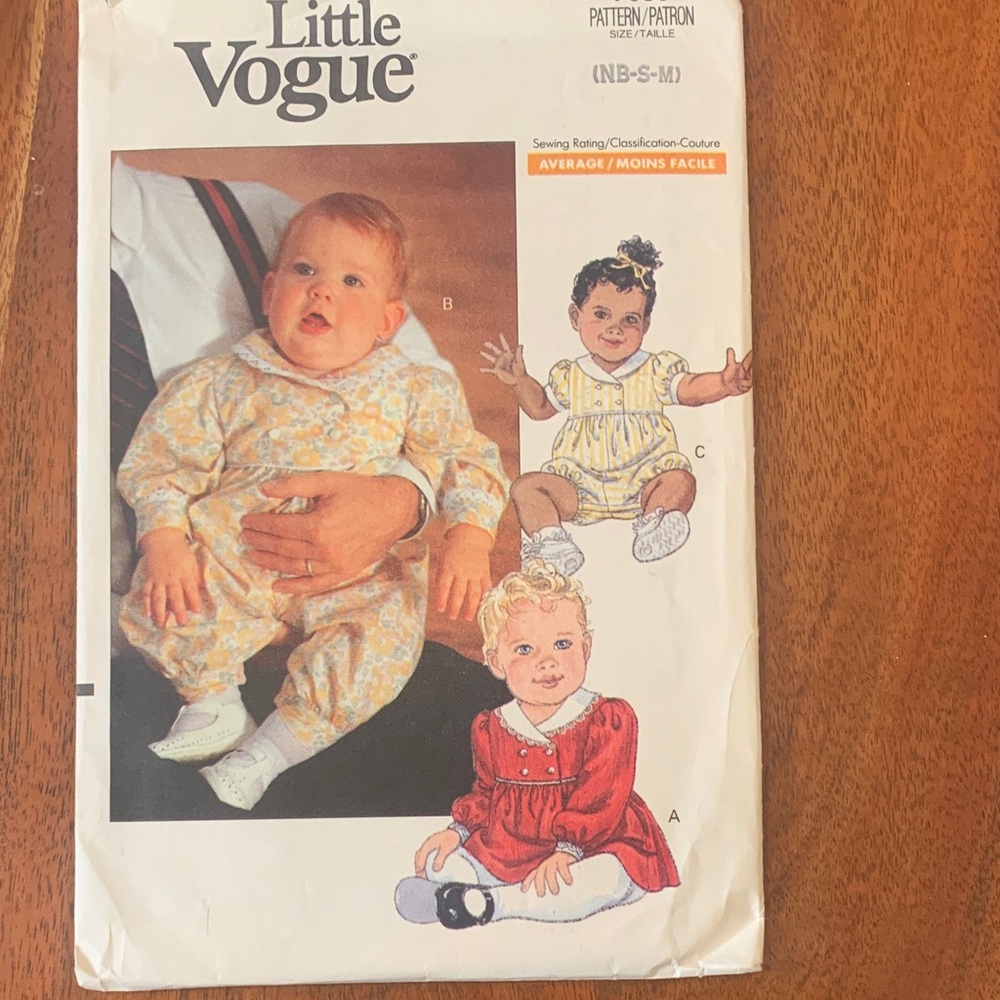 Little Vogue dress & romper Baby sewing Pattern - Red, Yellow, White